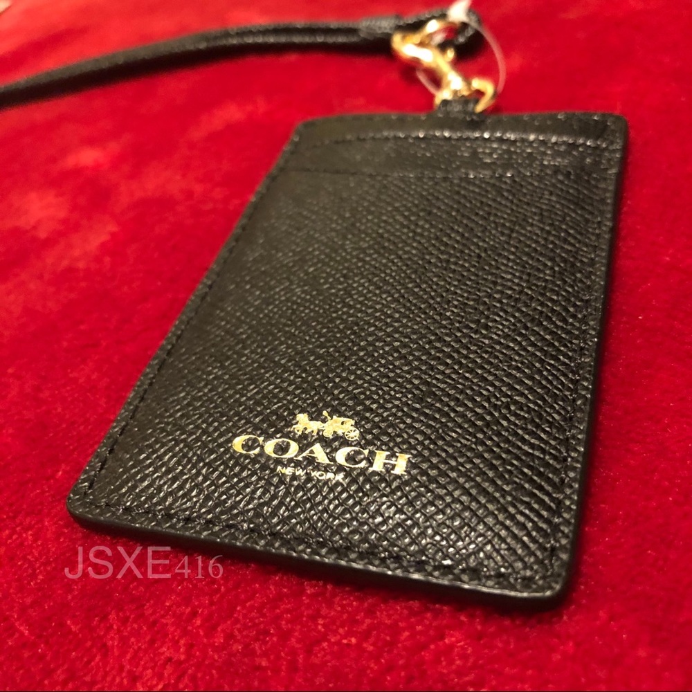 NWT - Coach ID Lanyard Card Holder - Black & Gold - Picture 6 of 8